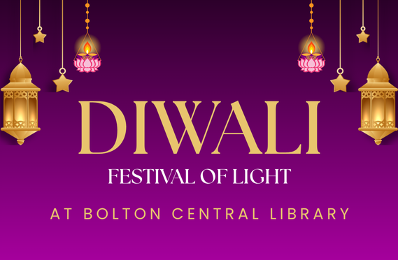 Diwali, purple background, light graphics