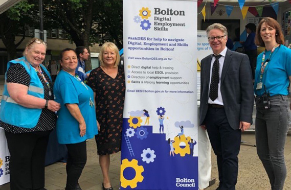 Photo shows Martine Royal, Joanne Draper, Deputy Leader Councillor Hilary Fairclough, Leader Councillor Martyn Cox and Jen Rudd